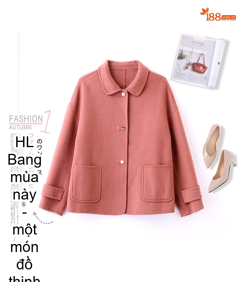 Áo Khoác Lông Cừu Hai Mặt Cổ Bẻ Ngắn Phong Cách Thời Trang Màu Hồng, Kem, Đen chi tiết 5