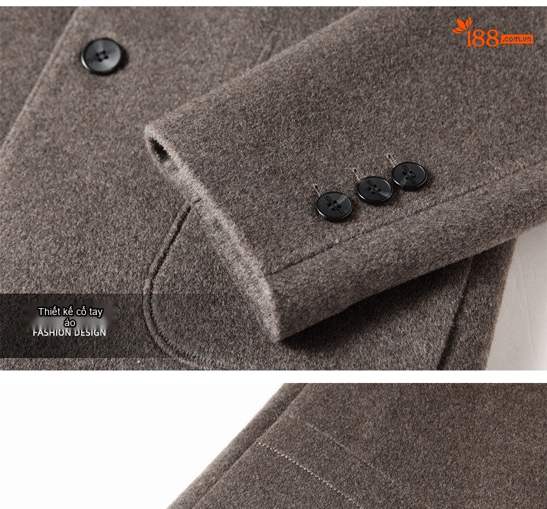 Áo Blazer Nam Cao Cấp Thu Đông Lông Cừu Lót Lông Vũ Màu Nâu, Xám chi tiết 19