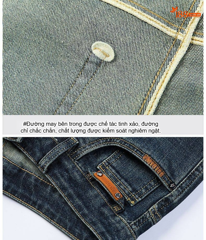 Quần Jean Nam Ống Đứng Dáng Rộng Vừa Vặn Màu Xanh Lam chi tiết 10