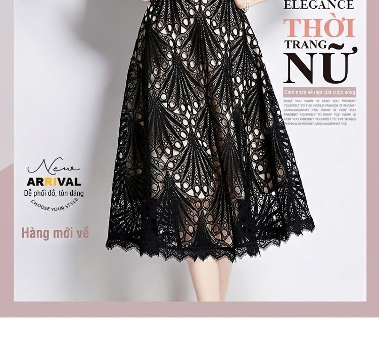 Váy Đầm Xòe Nữ Cổ Tròn Tay Lỡ Phối Ren Cao Cấp, Thiết Kế Tôn Dáng Màu Đen, Trắng, Xanh, Hồng... chi tiết 2