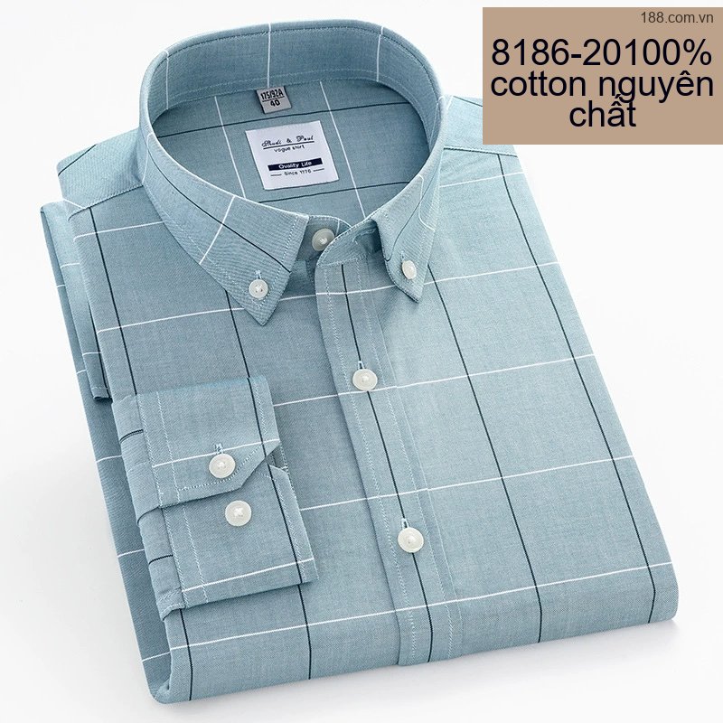 Áo Sơ Mi Nam Tay Dài Cotton Kẻ Sọc Thanh Lịch Phong Cách Công Sở Màu Trắng, Xanh, Đen, Đỏ...