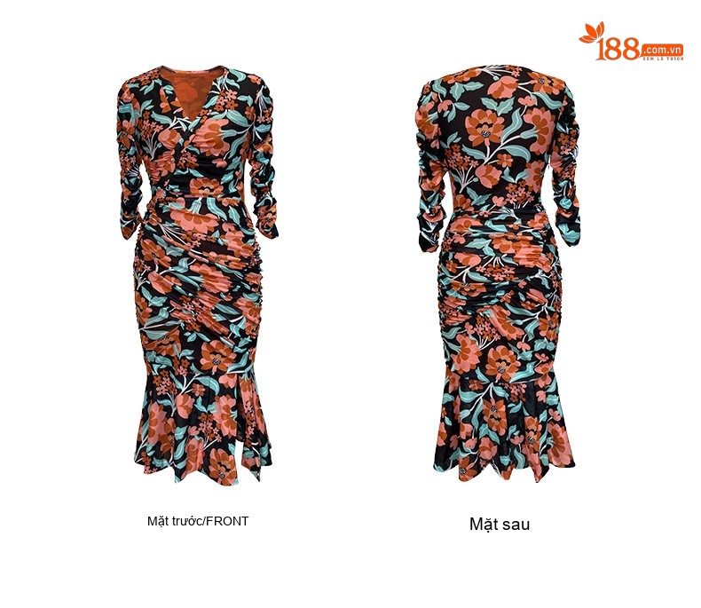 Váy Ôm Body Nữ In Hoa Xếp Ly Phong Cách Pháp Thanh Lịch chi tiết 6