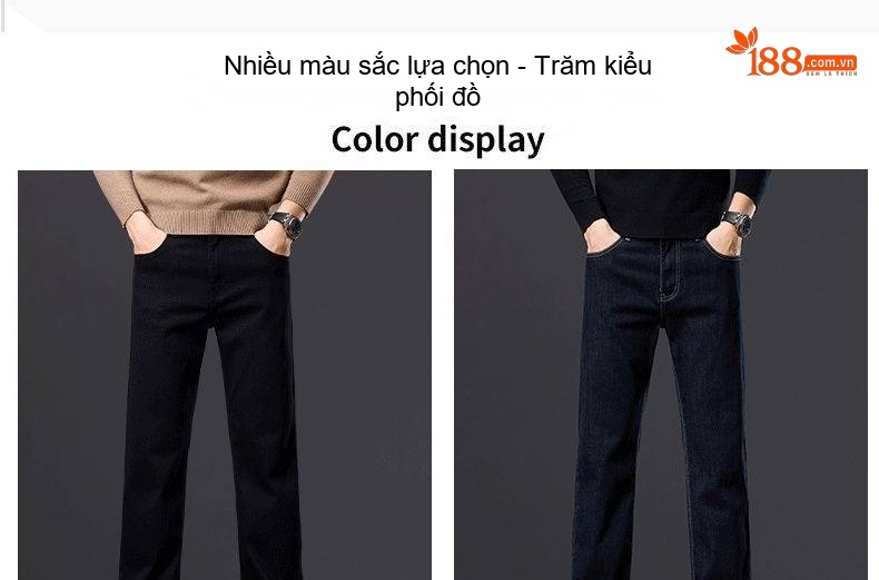 Quần Jean Nam Ống Đứng Rộng Dáng Suông Phong Cách Lịch Lãm Màu Xám Khói chi tiết 11