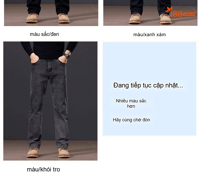 Quần Jean Nam Ống Đứng Rộng Dáng Suông Phong Cách Lịch Lãm Màu Xám Khói chi tiết 12