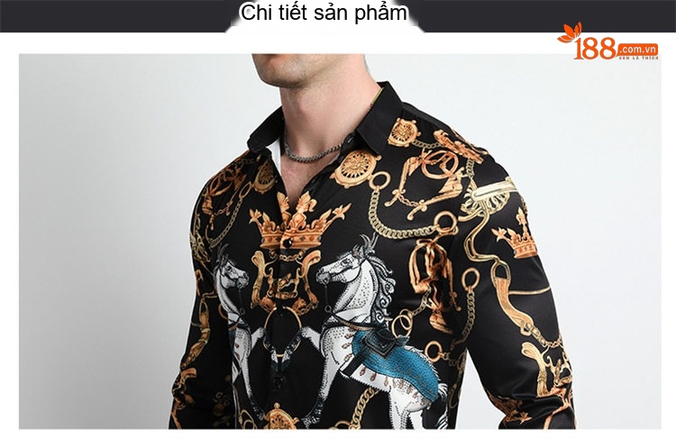Áo Sơ Mi Nam Tay Dài In Họa Tiết Kỹ Thuật Số Cá Tính Màu Đen, Trắng chi tiết 24