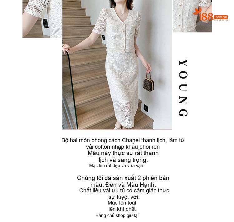 Set Áo Croptop Tay Ngắn và Chân Váy Bút Chì Lưới Cao Cấp Phong Cách Quý Cô Màu Đen, Trắng chi tiết 2