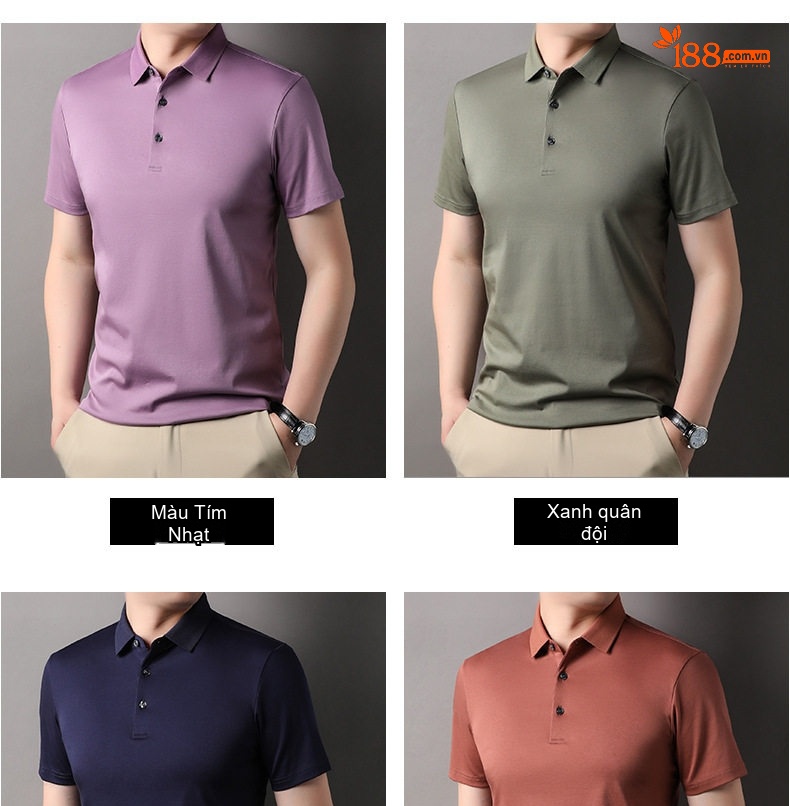 Áo Polo Nam Cotton Ngắn Tay Phong Cách Hàn Quốc Màu Xanh, Trắng, Xám, Tím... chi tiết 5