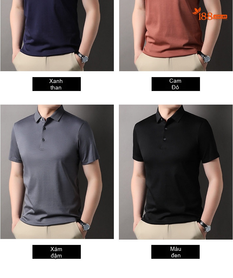 Áo Polo Nam Cotton Ngắn Tay Phong Cách Hàn Quốc Màu Xanh, Trắng, Xám, Tím... chi tiết 6