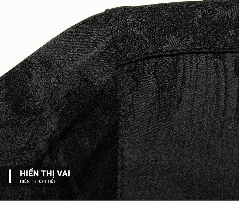 Áo Sơ Mi Nam Lụa Tơ Tằm Tay Ngắn Họa Tiết Thời Trang Công Sở Màu Đen, Trắng chi tiết 16