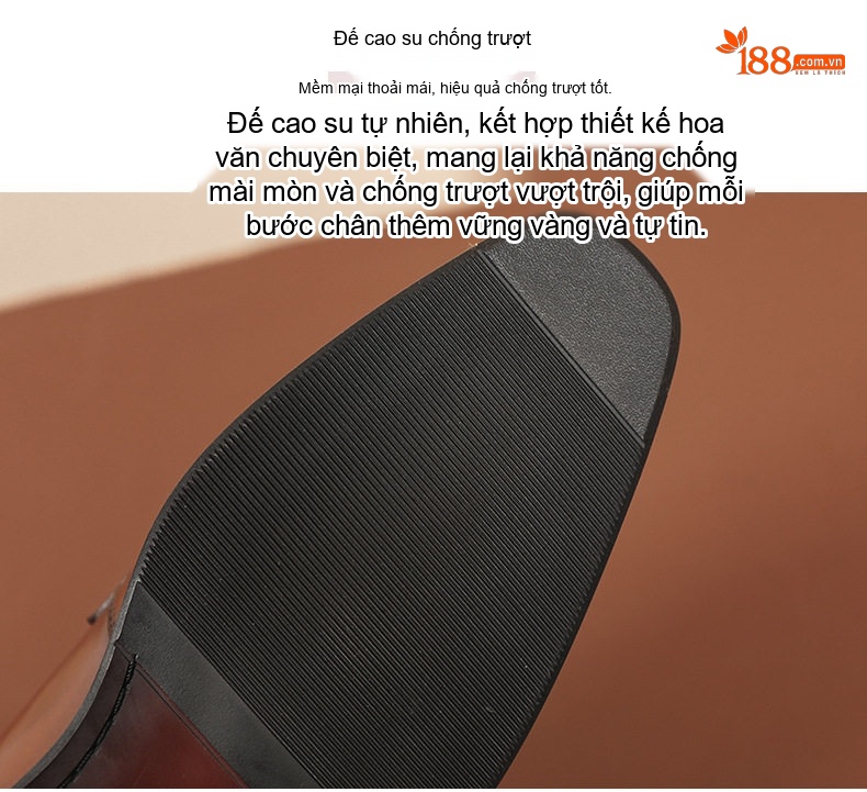 Giày Lười Nam Da Bò Công Sở Chiều Cao Đế Khoảng 2cm Màu Nâu chi tiết 8