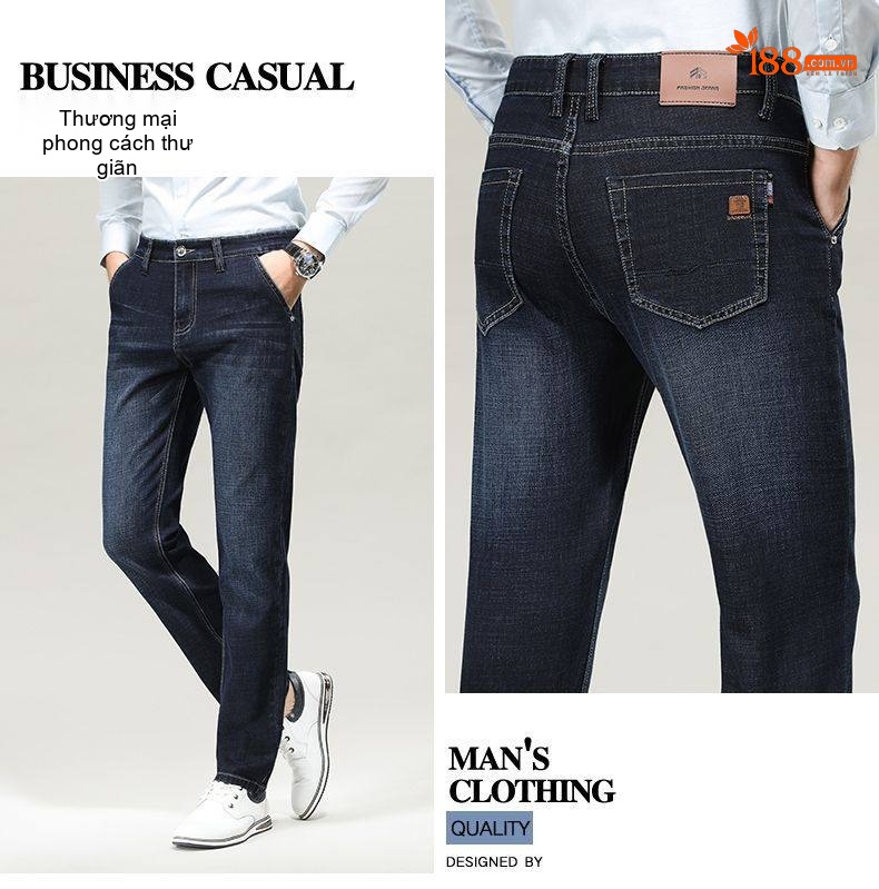 Quần Jeans Dài Nam Ống Đứng Co Giãn Thoải Mái Màu Xanh Dương Đậm chi tiết 20