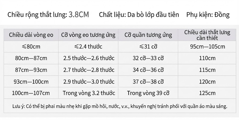 Thắt Lưng Nam Da Bò Nguyên Tấm Khóa Kim Loại Phong Cách Retro Màu Nâu, Đen, Vàng chi tiết 3