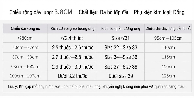 Thắt Lưng Nam Da Bò Thủ Công Mặt Khóa Đồng Nguyên Chất Màu Đen, Nâu chi tiết 4