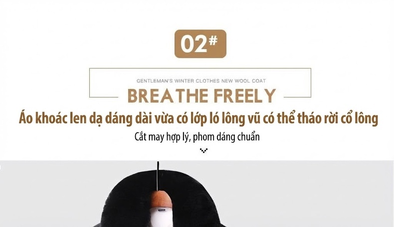 Áo Khoác Dạ Nam Dáng Dài Vừa Lót Lông Dày Dặn Cổ Lông Tháo Rời Màu Xám, Nâu chi tiết 6