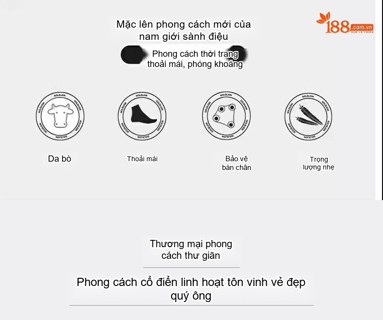 Giày Tây Buộc Dây Nam Da Bò Chiều Cao Đế Khoảng 3cm Màu Đen chi tiết 2