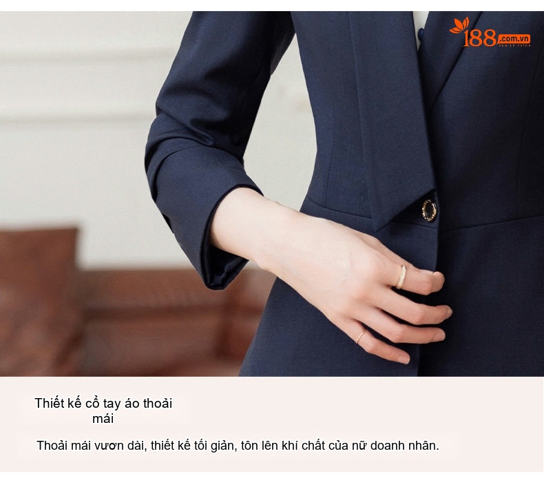 Bộ Vest Công Sở Nữ Cao Cấp Phong Cách Hàn Quốc Màu Xám, Xanh Navy, Nâu Đỏ chi tiết 4