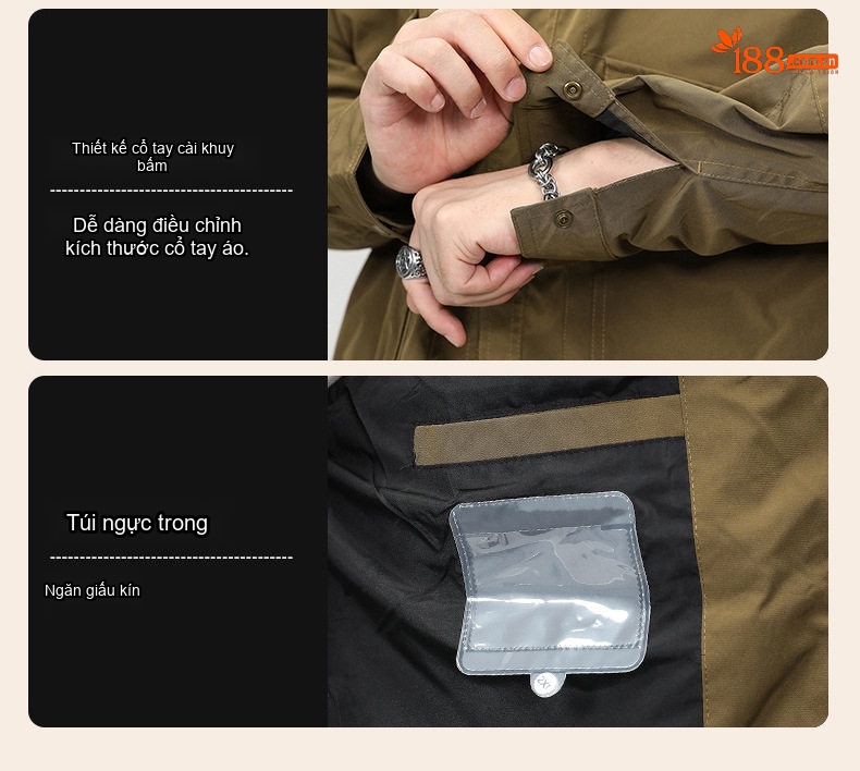 Áo Khoác Bomber Nam Chống Nước Lót Lông Cừu Giữ Ấm Phong Cách Mỹ chi tiết 6