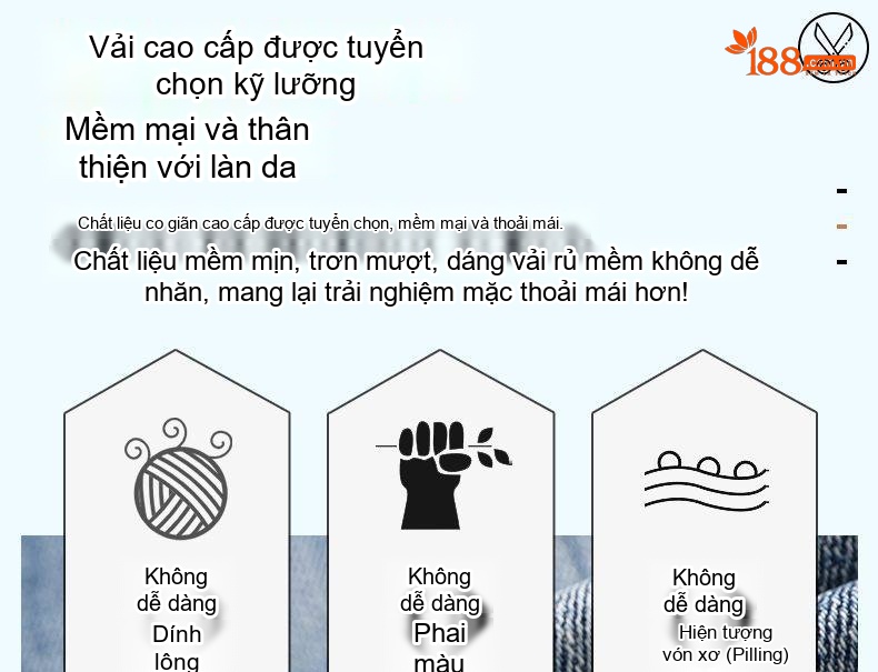 Quần Jean Nam Ống Đứng Dáng Ôm Vừa Vặn Thoải Mái Màu Xanh Dương chi tiết 7