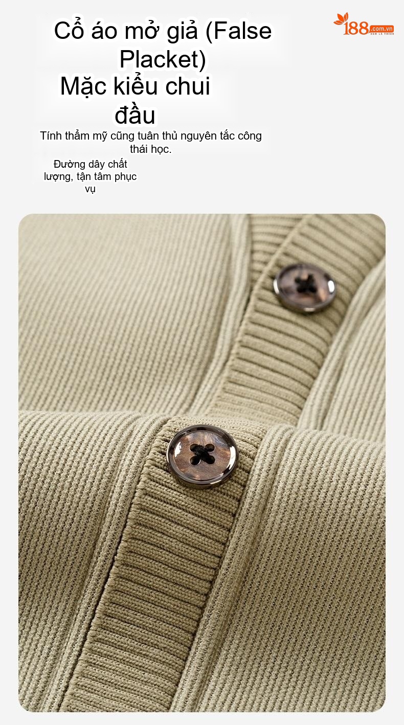 Áo Cardigan Nam Dệt Kim Lót Lông Giữ Ấm Kháng Khuẩn Màu Đen, Trắng, Xám, Xanh Navy... chi tiết 17