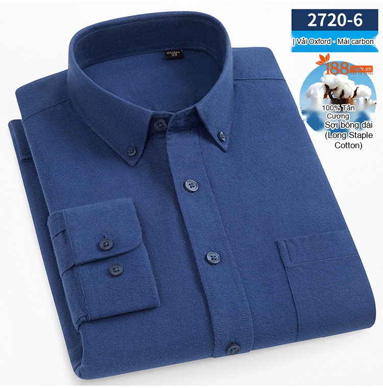 Áo Sơ Mi Tay Dài Nam Cotton Oxford Dáng Ôm Màu Trắng, Xanh Dương, Xám, Xanh Lá... chi tiết 31