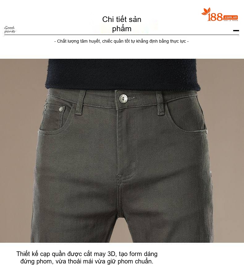 Quần Jean Nam Cotton Màu Trơn Dáng Ôm Vừa Vặn Co Giãn Tốt Màu Xám chi tiết 21