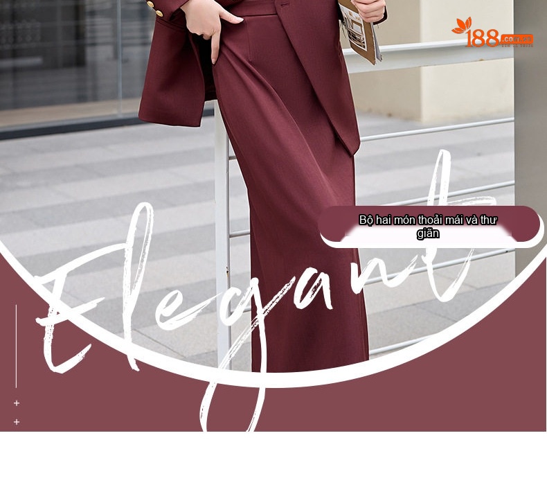 Set Áo Blazer Tay Lông và Chân Váy Nữ Phong Cách Hàn Quốc Màu Đỏ Rượu Vang, Đen chi tiết 2