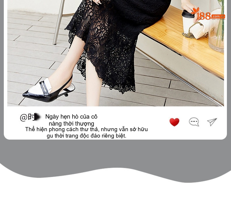 Set Áo Khoác Lửng Và Chân Váy Dài Ren Nữ Tính Thời Trang Màu Trắng, Đen chi tiết 6