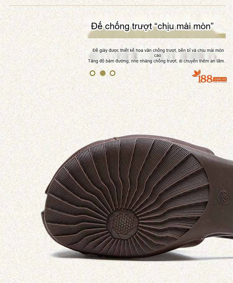Dép Sandal Nữ Hở Mũi Quai Cổ Chân Da Mềm Đế Cao 3cm - 4cm Màu Đen, Nâu chi tiết 5