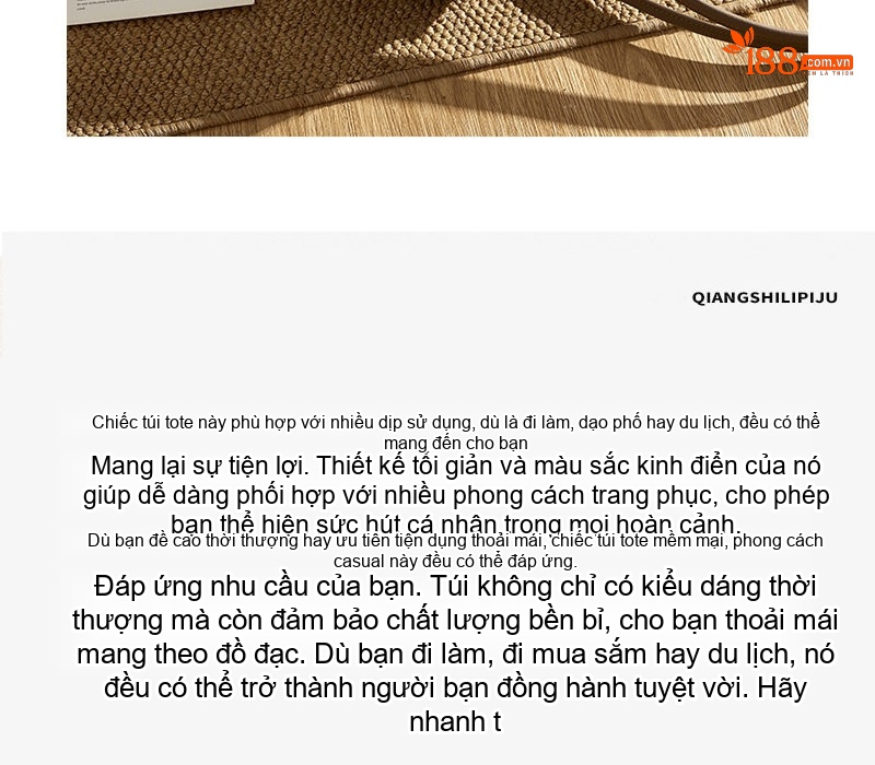 Túi Tote Nữ Da Bò Phong Cách Tối Giản Pháp Màu Đen, Nâu chi tiết 3