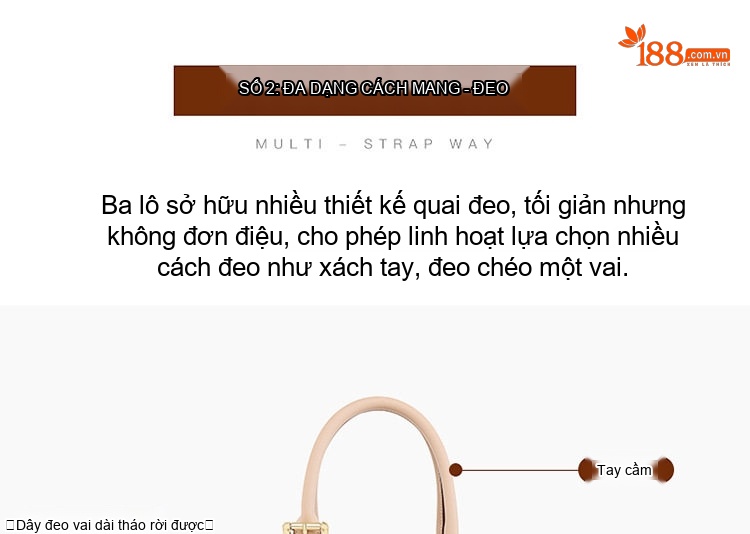 Túi Xách Tay Nữ Thêu Họa Tiết Hoa Sen Phong Cách Cổ Điển Da Bóng Màu Kem, Nâu chi tiết 5