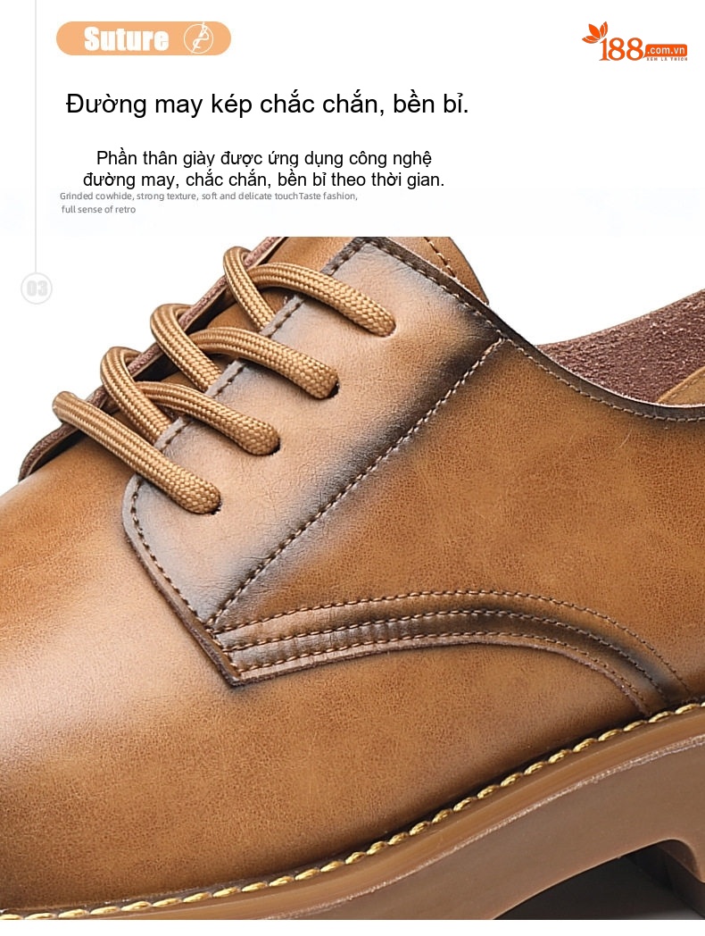 Giày Boot Martin Nam Cổ Thấp Phong Cách Anh Quốc Đế Dày Chiều Cao Đế Khoảng 4cm Màu Nâu, Đen chi tiết 7