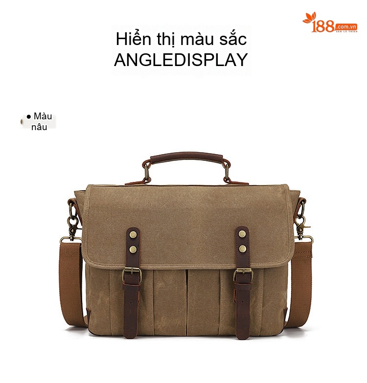 Túi Đeo Chéo Nam Vải Canvas Phối Da Bò Túi Máy Ảnh Phong Cách Retro chi tiết 16