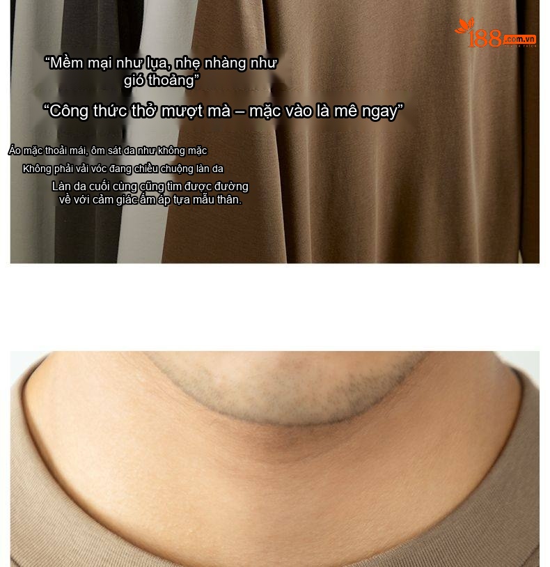 Áo Thun Dài Tay Nam Modal Cotton Mềm Mịn Kháng Khuẩn Màu Trắng, Đen, Nâu, Xám chi tiết 4