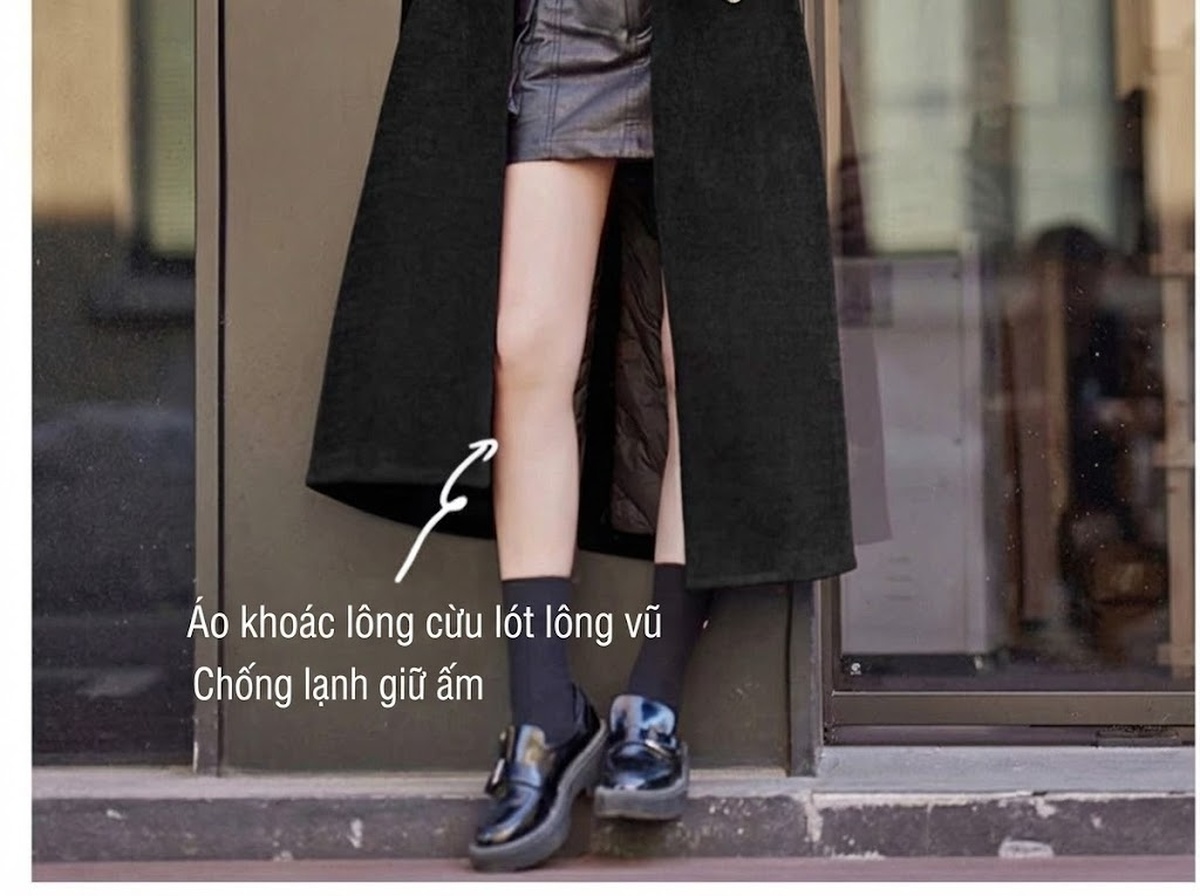 Áo Khoác Dáng Dài Nữ Chất Liệu Lông Vũ Dáng Áo Vest Màu Đỏ, Đen, Nâu chi tiết 6