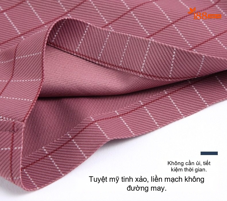 Áo Thun Polo Nam Lụa Tằm Cao Cấp Họa Tiết Kẻ Caro Ngắn Tay Màu Đỏ Tía, Trắng chi tiết 19