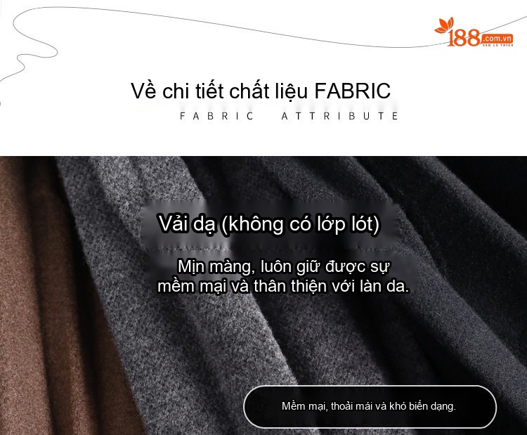Chân Váy Nữ Lưng Thun dáng chữ A Dài Qua Gối Xếp Ly Chất Liệu 毛呢 (Mao Ni) Màu Đen, Nâu, Xám chi tiết 8