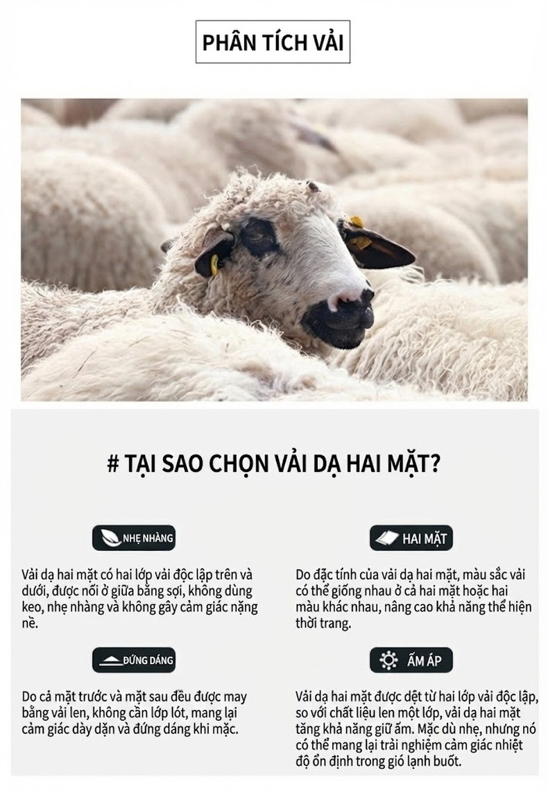 Áo Khoác Nam Dạ Hai Mặt Lót Lông Vũ Dáng Vừa Màu Đen chi tiết 24