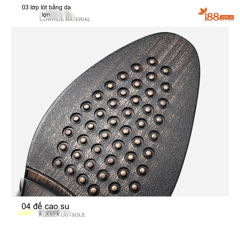 Giày Tây Buộc Dây Nam Da Bò Brogue Chiều Cao Đế Khoảng 3cm Màu Đen, Xanh chi tiết 19
