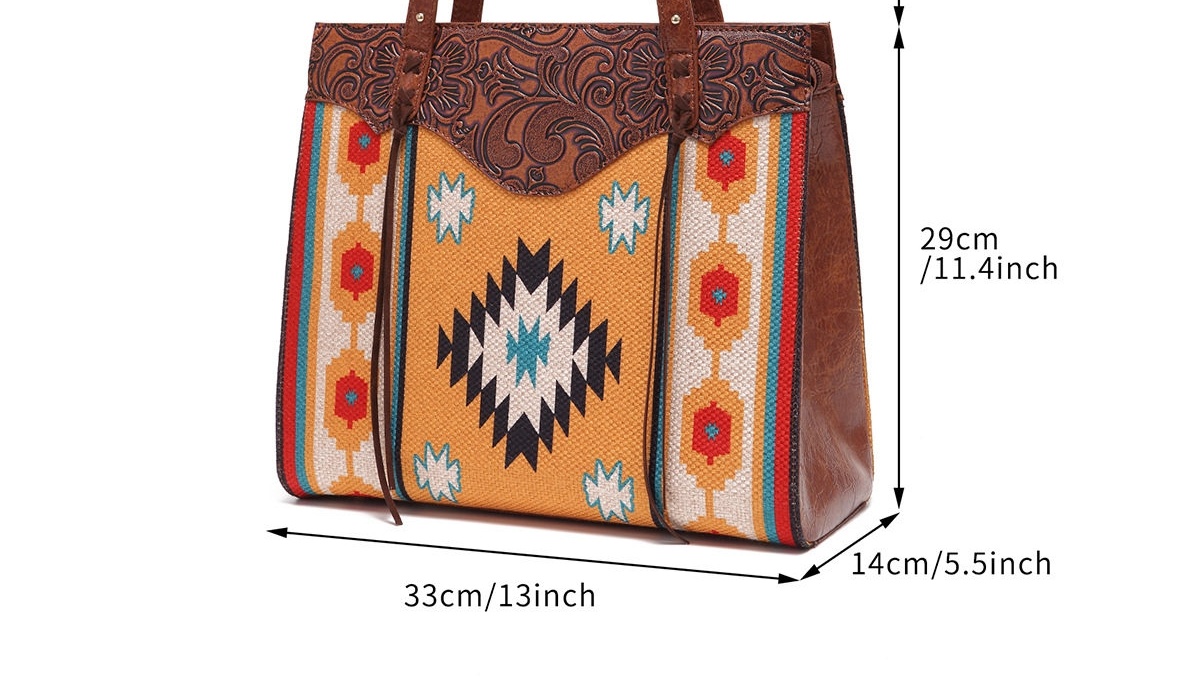 Túi Xách Nữ Cotton Linen In Họa Tiết Boho Vintage Đeo Vai chi tiết 11