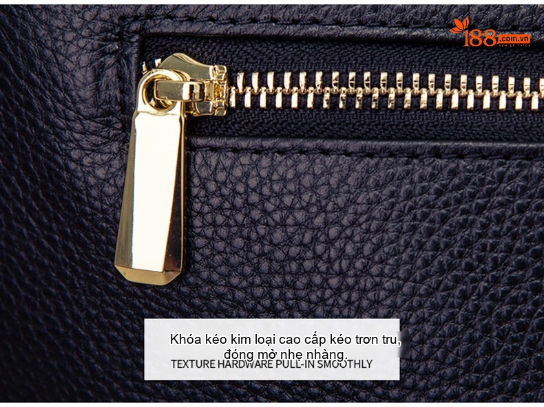 Túi Tote Nữ Da Thật Sức Chứa Lớn Thời Trang Đeo Vai Xách Tay Màu Đen chi tiết 10