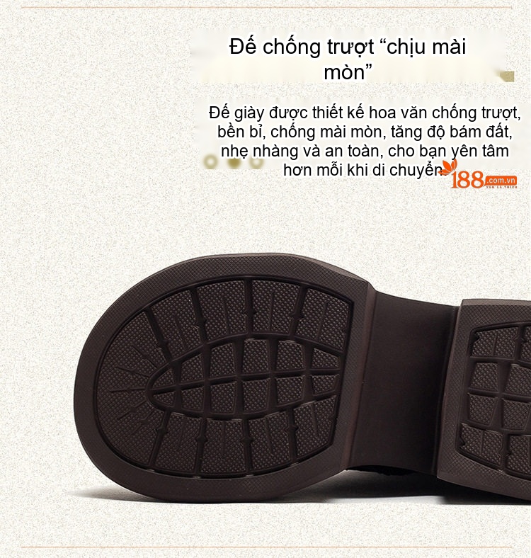 Boot Martin Nữ Da Bò Cổ Cao Tăng Chiều Cao Đế Khoảng 6cm Màu Đen, Nâu chi tiết 5
