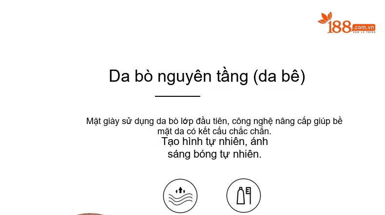 Giày Tây Buộc Dây Nam Da Bóng Chiều Cao Đế Khoảng 3.5cm Màu Đen, Nâu chi tiết 7