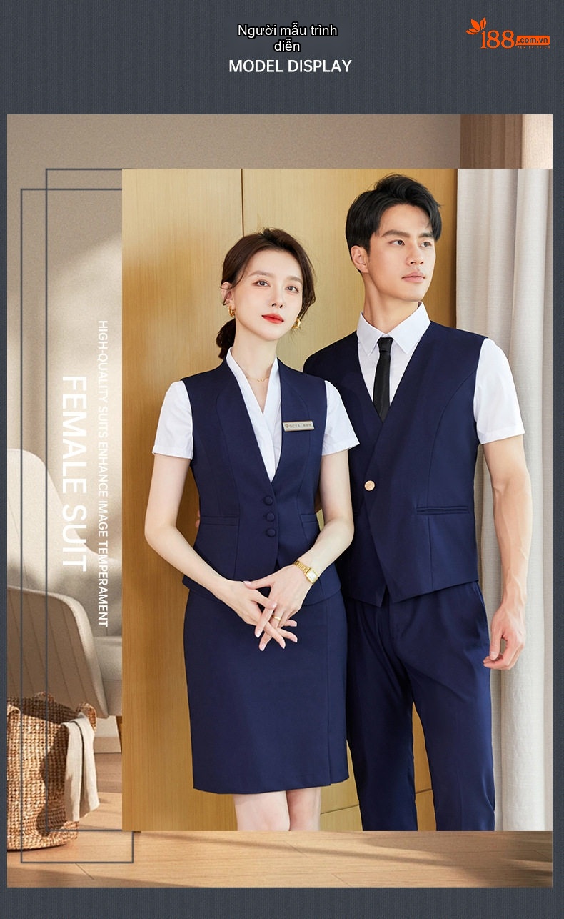 Áo Gile Công Sở Nữ Kiểu Dáng Vest Thiết Kế Thanh Lịch Màu Xám, Xanh Navy chi tiết 12
