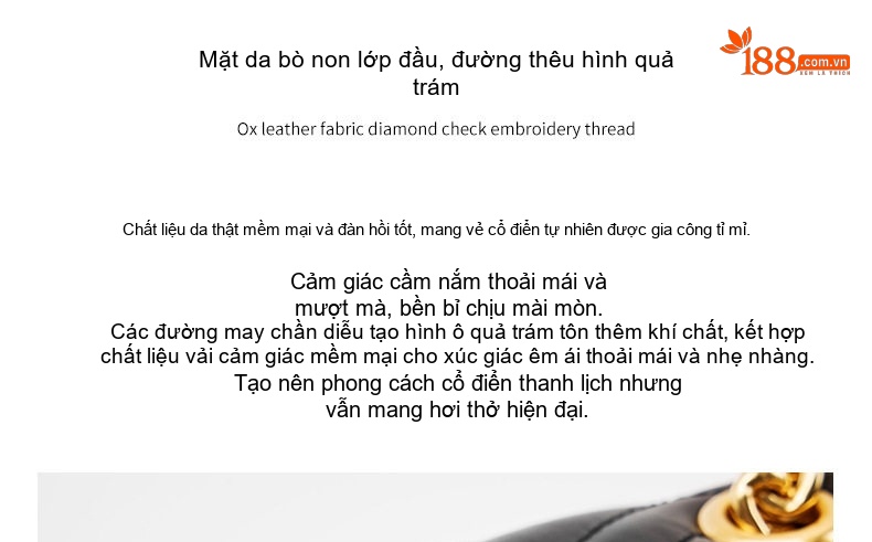 Túi Đeo Vai Nữ Da Bò Trám Tim Dây Xích Cao Cấp Màu Đen chi tiết 3