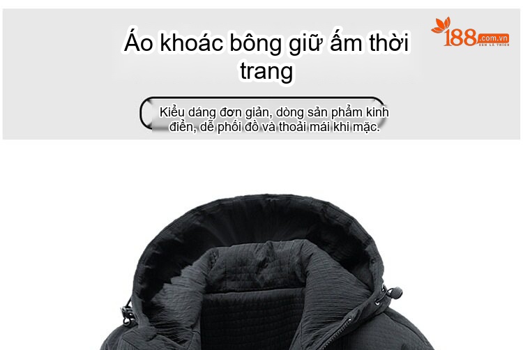 Áo Khoác Cotton Nam Có Mũ Trùm Đầu Dáng Rộng Lót Lông Dày Dặn Kiểu Caro Màu Trắng, Đen chi tiết 2