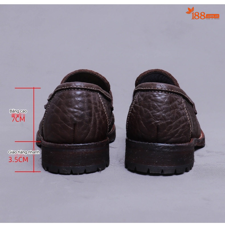 Giày Lười Nam Da Bò Dập Vân Chiều Cao Đế Khoảng 3cm Màu Nâu, Đen chi tiết 19