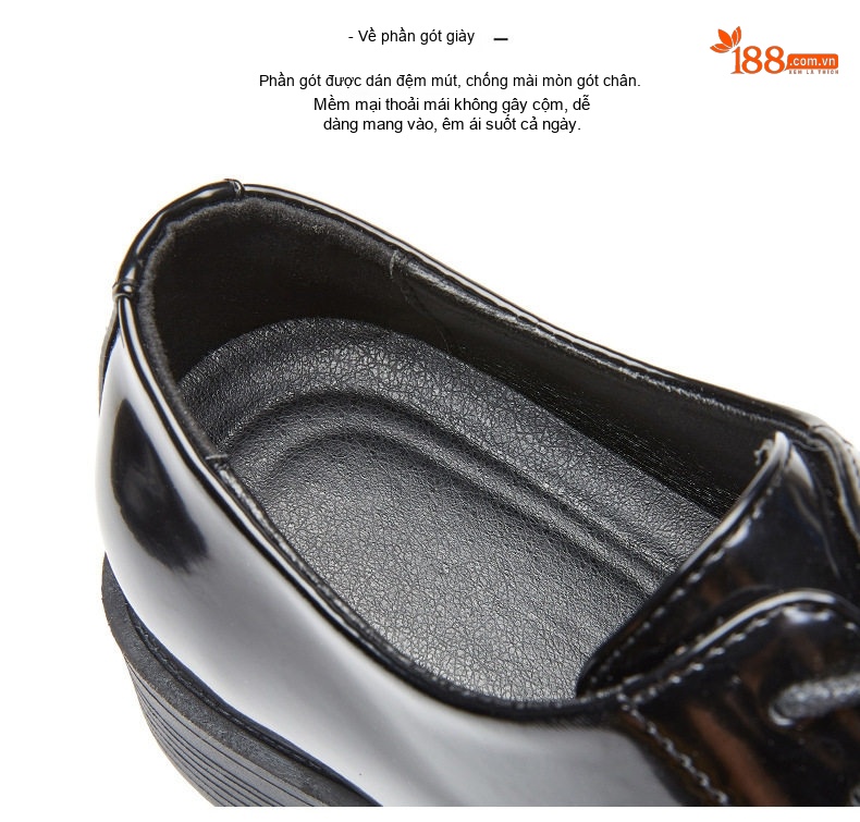 Giày Tây Buộc Dây Nam Da Bóng Chiều Cao Đế Khoảng 3cm Màu Đen, Nâu chi tiết 5