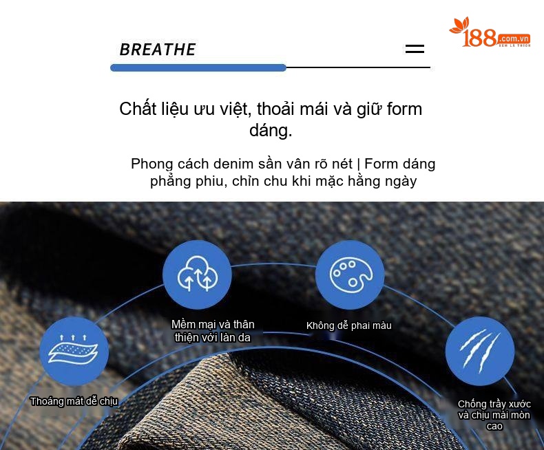 Quần Jean Nam Ống Đứng Co Giãn Phối Màu Xám Xi Măng chi tiết 7