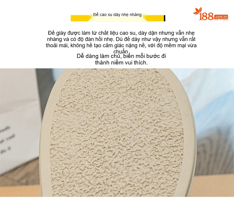 Giày Thể Thao Nữ Da Bò Đế Bằng Chiều Cao Đế Khoảng 4cm Màu Trắng, Be chi tiết 9