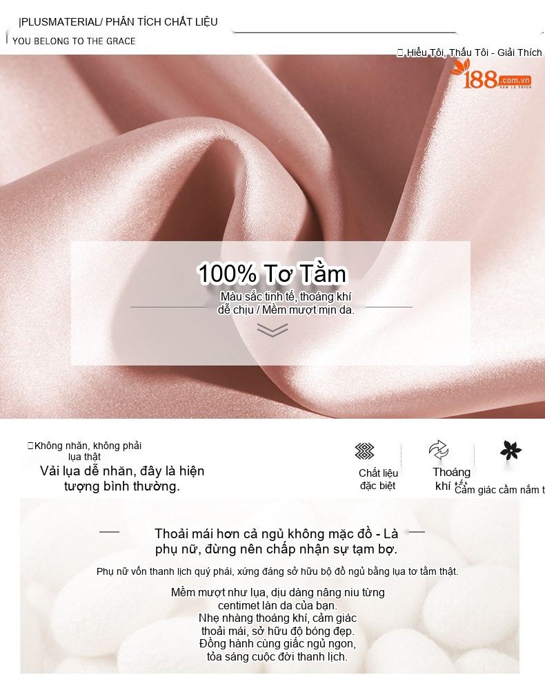 Bộ Đồ Ngủ Lụa Tơ Tằm 100% Tay Dài Quần Dài Nữ Mặc Nhà Màu Hồng, Đỏ, Xám, Xanh Navy chi tiết 3